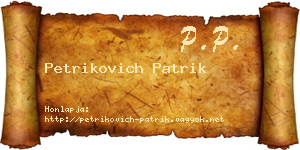 Petrikovich Patrik névjegykártya